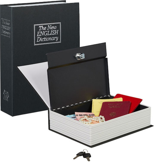 Large Book-shaped Safe Relaxdays Red 27x20x6.5cm Lock 2 Keys