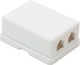 Double Wall Telephone Socket 6p4c Gold-plated Contacts Surface Mount White