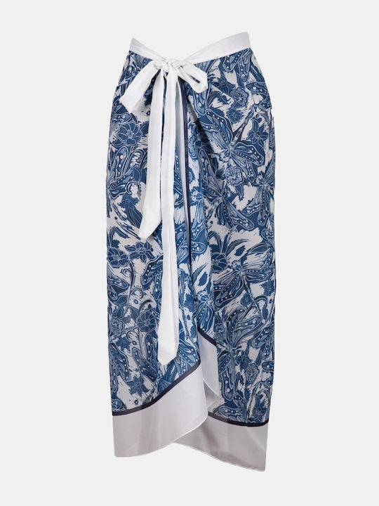 Striped Blue Pareo Skirt One Size Blue