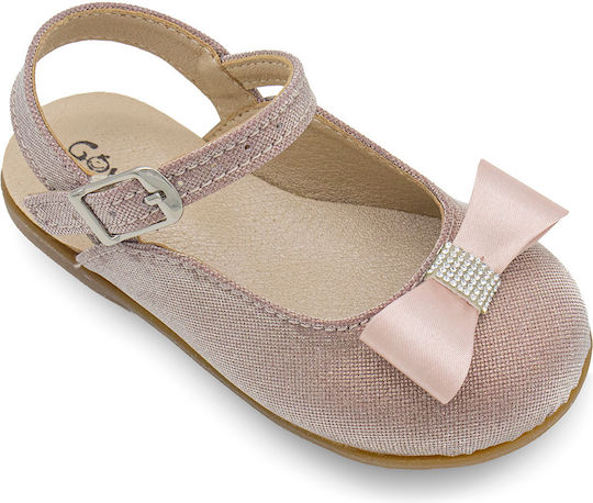 Gorgino Gorgino Taufschuhe Für Mädchen Leder Ballerinas Apfel-Glitter