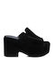 Leather Mules With High Heel In Black Colour