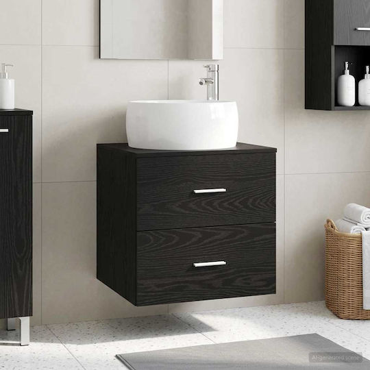 vidaXL Badezimmer Waschtisch-Einheit M49.5xB44.5xH66cm Schwarz Eiche