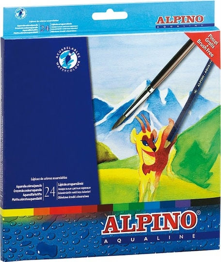 Alpino Creioane Colorate Acuarelă Cutie Carton Set 24 Culori Alpino Aqualine