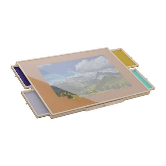Tablă Înclinată Pentru Puzzle Relaxdays 4 Sertare 1500 Piese Natur 65.5x95cm