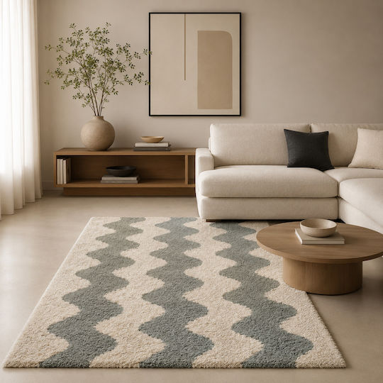 Shaggy Noelia Wohnzimmer Teppich Rechteckig Ecru 120x170cm
