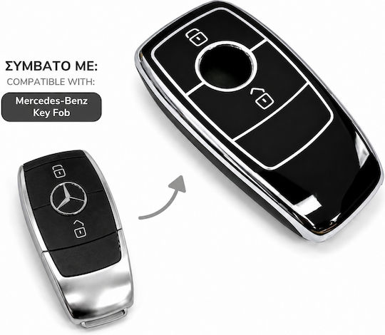 Key Case Silicone 2 Buttons Mercedes Benz Black Nickel