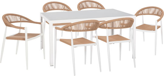 Outdoor Dining Set Gret 7 Pieces White