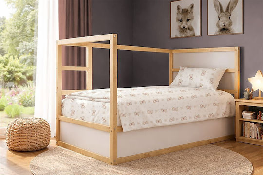 Dimcol Σετ Σεντόνια Μονά Βαμβακερά Newborn Bear 716 White-beige 160x240cm 2τμχ