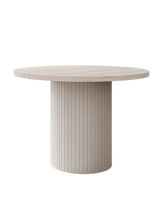 Tucson 175 Round Extendable Wooden Table Beige ...