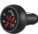 Digital Car Voltmeter and Thermometer Instrument for Lighter Placement