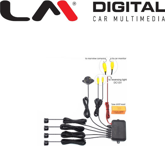 Electric Life Car Parking System Rear with Buzzer and 4 Sensors in Black Colour