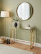 Metal Console Table with Glass Top Gold L100xW30xH80cm