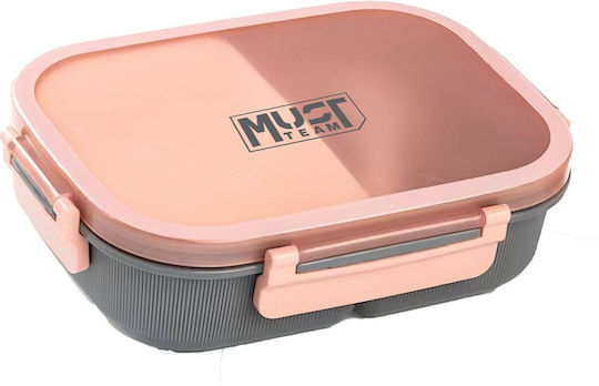 Lunch Box Plastic Must 1100ml Divider Spoon 21.7x16.5x6.2 cm Gray Pink Lid 000587535