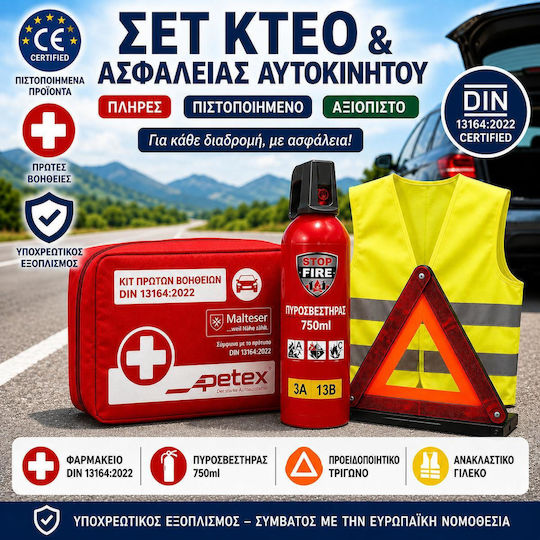 Car Emergency Set with First Aid Kit Fire Extinguisher Warning Triangle and Reflective Vest