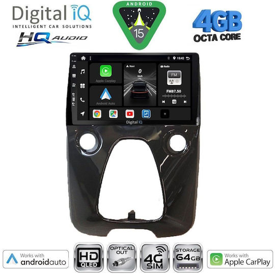 Digital IQ Car Audio System for Toyota Aygo 2014-2022 with A/C Bluetooth USB WiFi GPS Apple CarPlay Android Auto with 10" Touch Screen