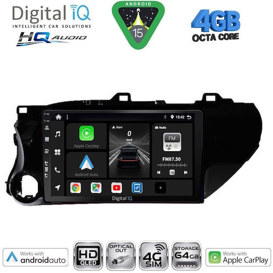 Digital IQ Car Audio System for Toyota Hilux 2017 Bluetooth USB WiFi GPS Apple CarPlay Android Auto with 10" Touch Screen
