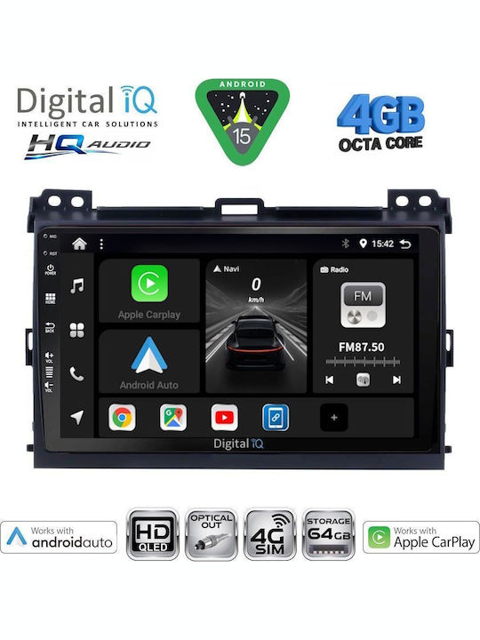 Digital IQ Car Audio System for Toyota Land Cruiser 2002-2008 Bluetooth USB WiFi GPS Apple CarPlay Android Auto with 9" Touch Screen