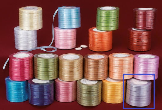 Set Satin Ribbon Silver 25m 10pcs