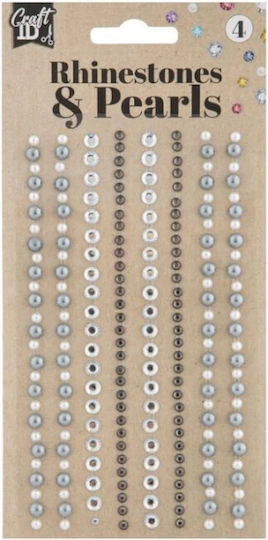 Craft ID Aufkleber Strass & Perlen Silber 212 Stück