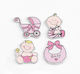 Decorative Stickers Pink 4 Designs Per Set 50 Pieces