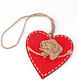 Wooden Wedding Favor Heart Red 10x10 Cm/28 Per Set 12 Pieces