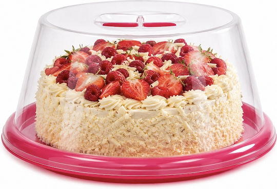 Plastic Cake Stand with Transparent Lid 30x30cm