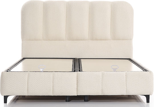 Κρεβάτι King Size με Αποθηκευτικό Χώρο για Στρώμα 200x200cm Μπεζ Κρεβάτι King Size με Αποθηκευτικό Χώρο για Στρώμα 200x200cm Μπεζ