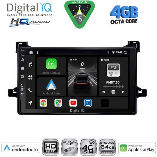 Digital IQ Ηχοσύστημα Αυτοκινήτου για Toyota Prius 2016-2020 (Bluetooth/USB/WiFi/GPS/Apple-Carplay/Android-Auto) με Οθόνη Αφής 9"