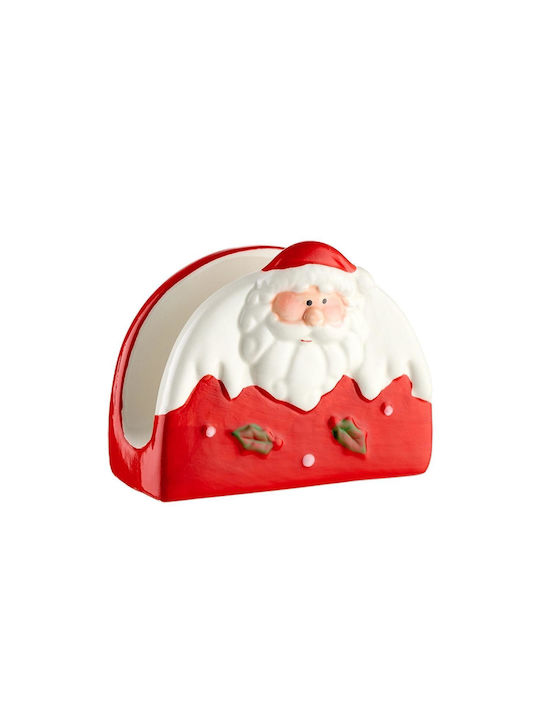 Weihnachtliches Etui für Papierservietten Keramik Weihnachtsmänner 10x8.5x4.5cm