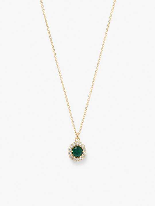 Ioannis Kosmima Necklace Rosette From 9 K Gold With Green Zircon