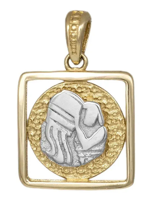 Hängender Tierkreiszeichen Wassermann aus Weißgold 9K