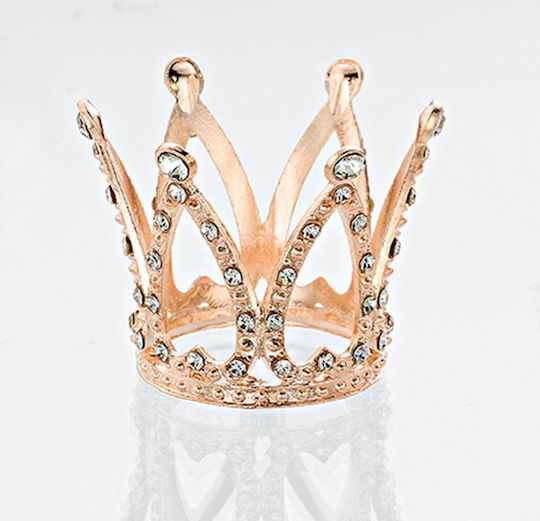 Wedding Favor Crown Pink-Gold Rhinestone Metallic Strap Φ4.5x3.5cm Per Set 25 Pieces