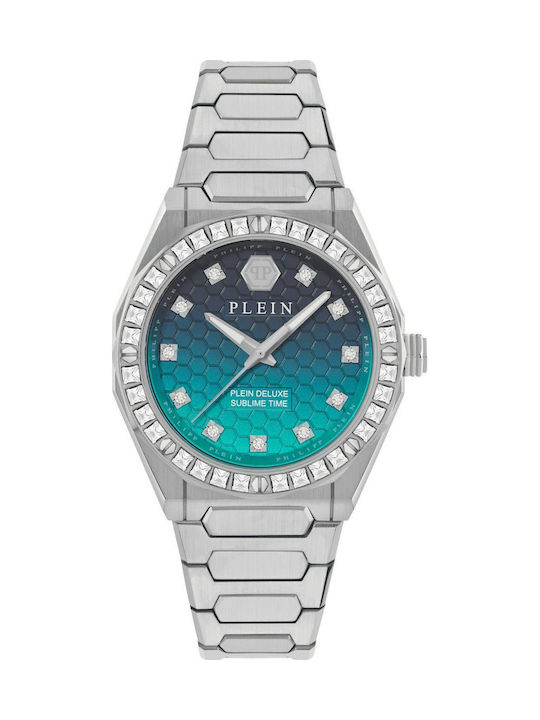 Philipp Plein Γυναικείο Ρολόι 36mm Μπαταρίας με Ασημί Μεταλλικό Μπρασελέ