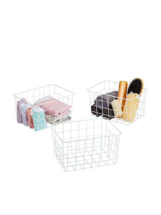 Relaxdays White Storage Basket 28x20x15.5cm 3 Pieces