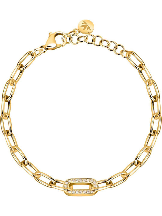 Morellato Women's Bracelet Made of Gold Plated Stainless Steel with Zircon