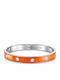 Brățară Tip Cuff Pentru Femei Zircon Și Email Portocaliu Oțel Inoxidabil Alb Zircon Modern Portocaliu Email Alb Oțel Inoxidabil 0230375901