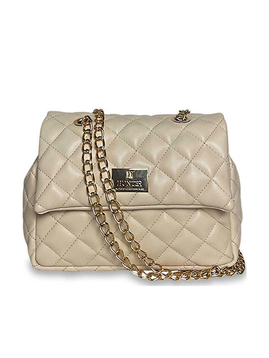 Women's Shoulder Bag Mini Flap Quilted Beige