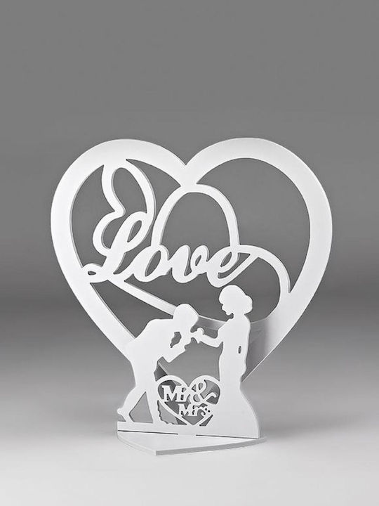 Wooden Decorative White Heart Love Groom Bride 50x20x50cm