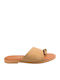 Leather Women's Flat Sandals Beige