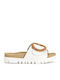 Leder Flache Damen Sandalen Weiß