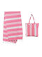 Frottee Strandtasche mit Halstuch Rosa