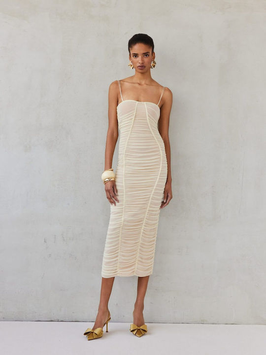 Midi Dress for Wedding and Christening Vanilla