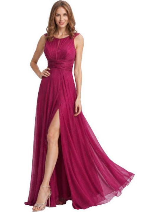 Summer Maxi Evening Dress with Slit Magenta