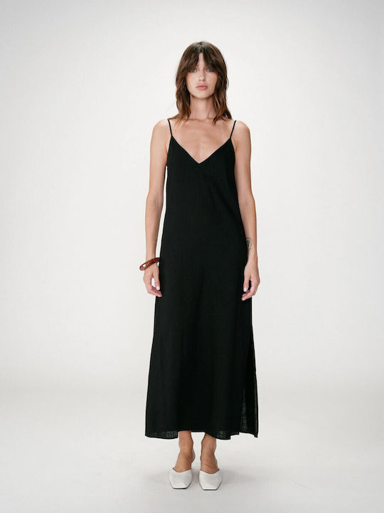 Summer Midi Wrap Dress Black