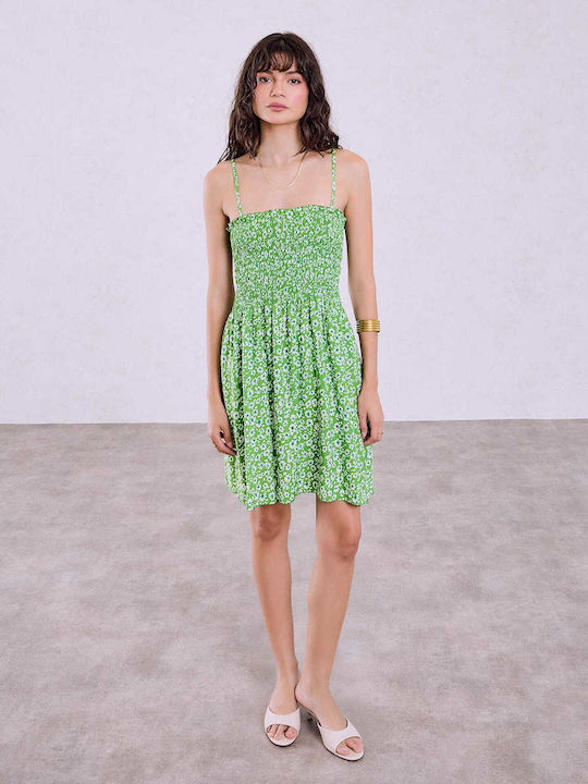 Celestino Rochie Mini Cu Smock Verde Pentru Femei