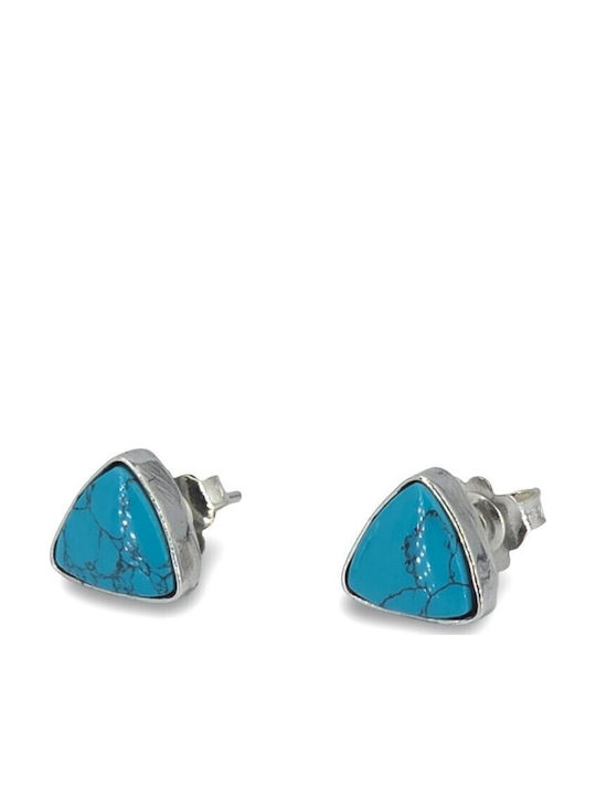 Silver Stud Earrings with Turquoise Stones