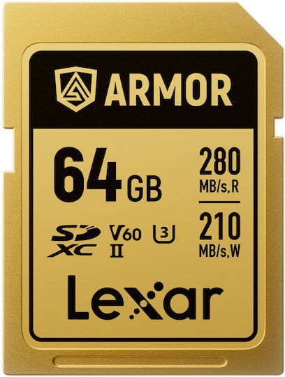 Lexar Armor Gold Card de Memorie Lsdamgl064g-rnnng 64gb Sdxc Uhs-ii U3 V60 Oțel Inoxidabil Ip68