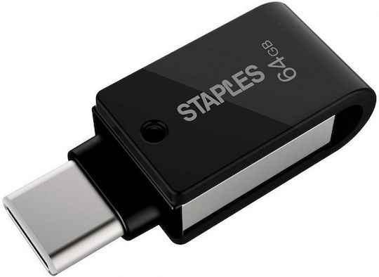 Staples K23 Stick USB 64GB USB-A/USB-C Negru