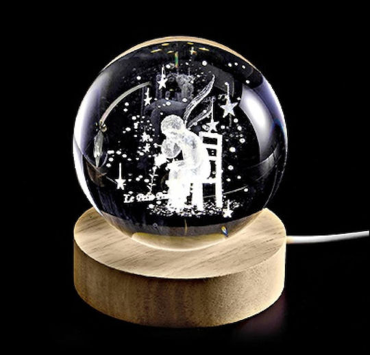 Decorative Light Wooden Base Small Crystal Ball