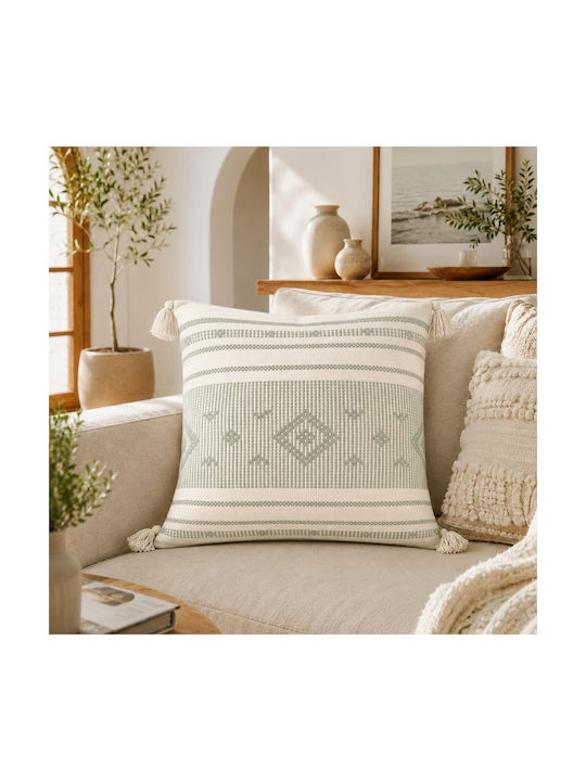 My Home Luxury Decorative Pillow Case Green/Cream 45x45cm